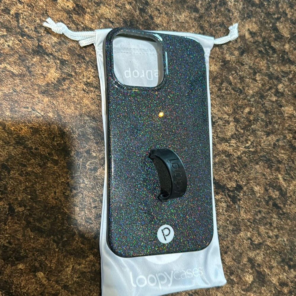 13 Apple Pro Max loopy case. Black shimmer. Used but very good condition